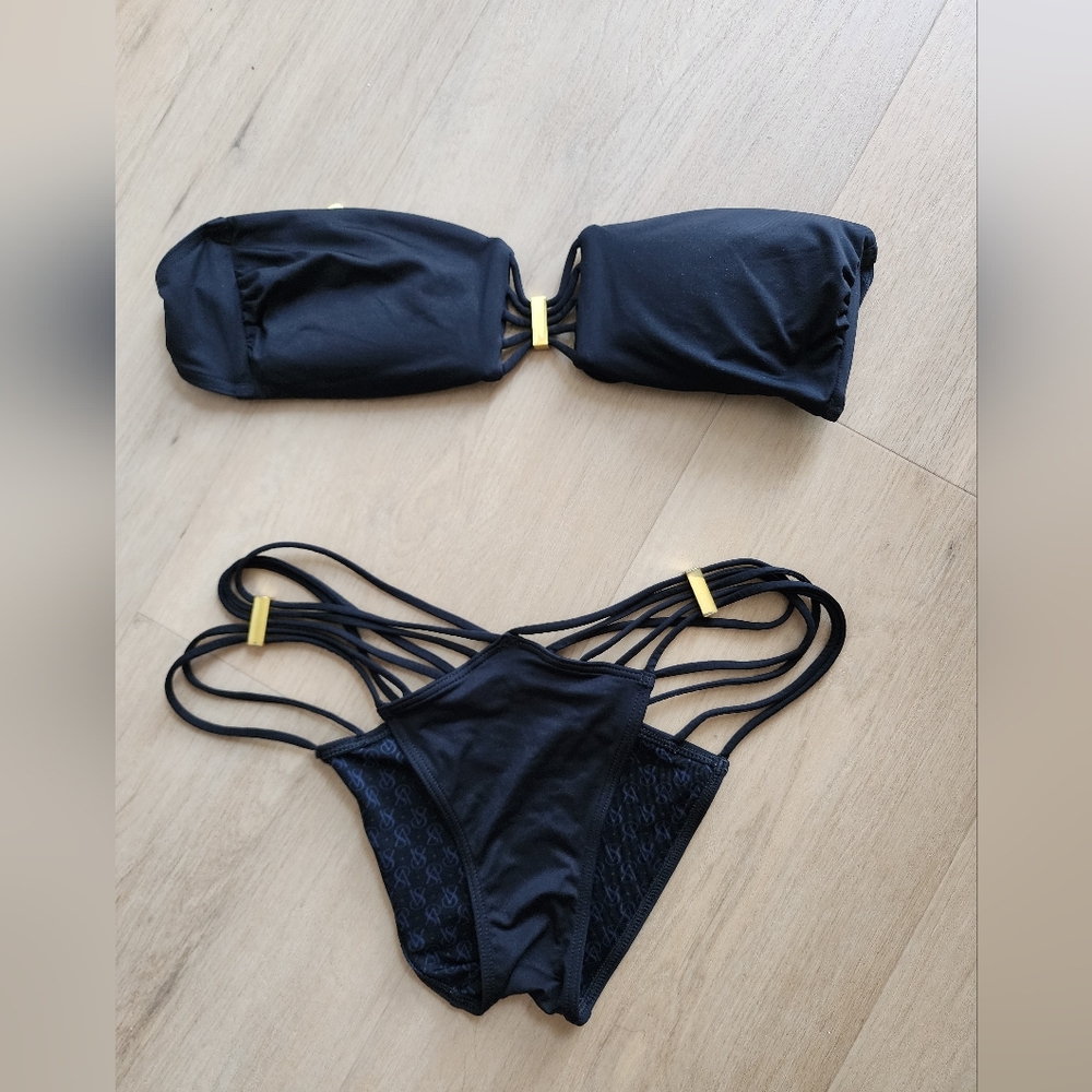 Victoria's Secret Black Bikini with Gold Details